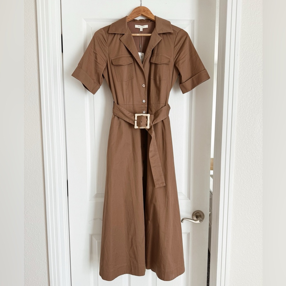Favorite Daughter Brown Midi Shirt Dress with Belt